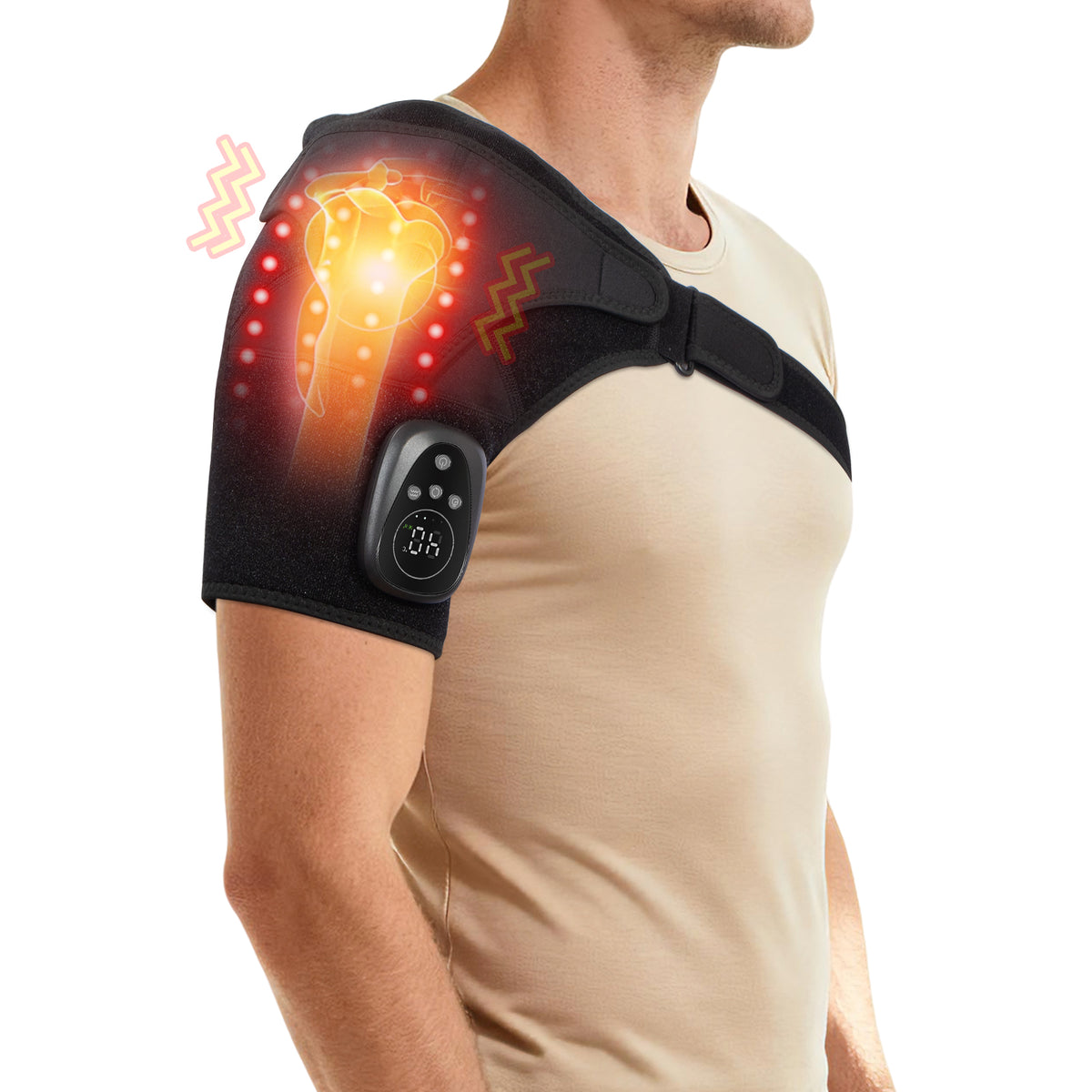 Cordless Red Light Shoulder Wrap with Heat & Massage