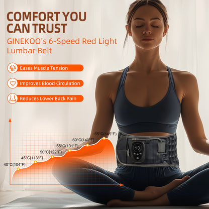 Red Light Therapy Decompression Back Belt, Electric Pump Heating Massager-6 Heat Levels, 5 Massage Modes, Auto Inflation, Inflatable Lumbar Support for Home, Office, Fits 29–49" Waist, Blue