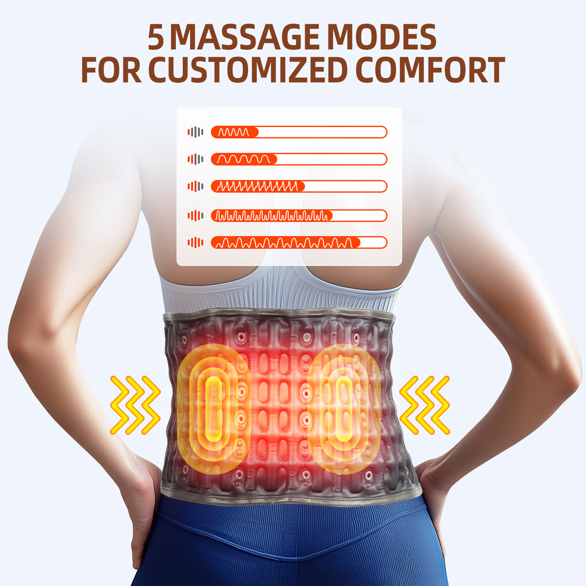Red Light Therapy Decompression Back Belt, Electric Pump Heating Massager-6 Heat Levels, 5 Massage Modes, Auto Inflation, Inflatable Lumbar Support for Home, Office, Fits 29–49" Waist, Blue