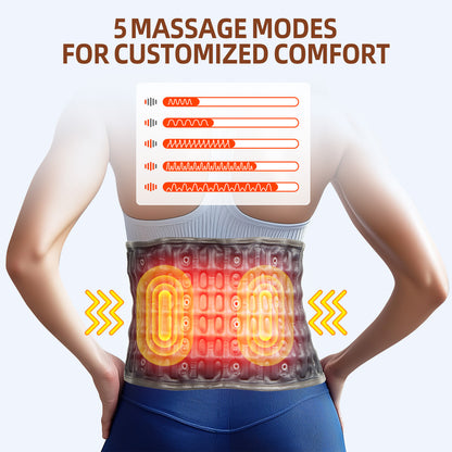 Red Light Therapy Decompression Back Belt, Electric Pump Heating Massager-6 Heat Levels, 5 Massage Modes, Auto Inflation, Inflatable Lumbar Support for Home, Office, Fits 29–49" Waist, Blue