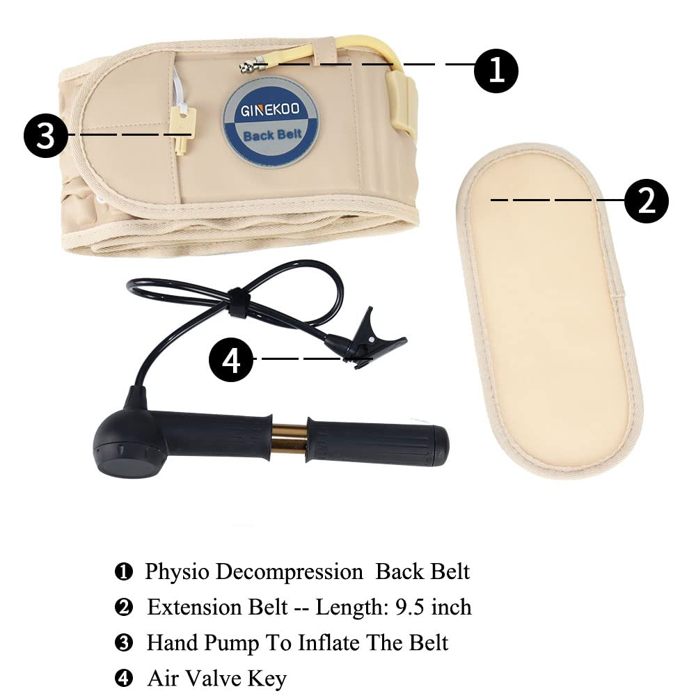 Decompression Back Belt by GINEKOO - Spinal Air Traction Belt for Lumbar Support and Lower Back Pain, Back Support & Lumbar Traction Belt, Navy Blue(29-49 inch Waists)