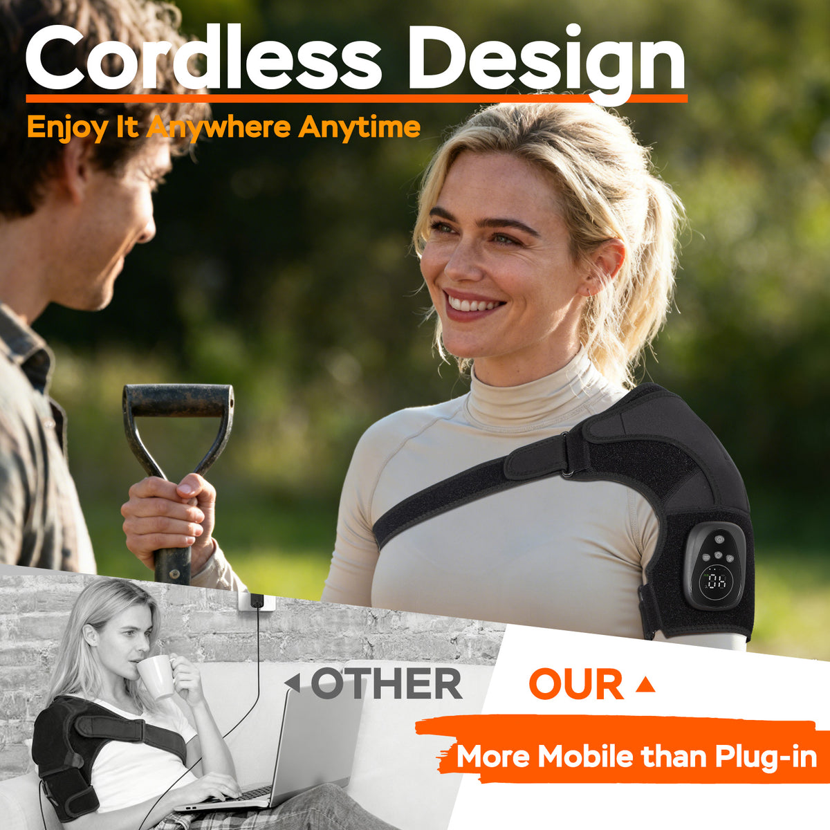 Cordless Red Light Shoulder Wrap with Heat & Massage