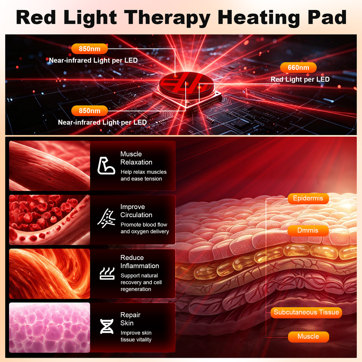 Red Light Therapy Wrap with Adjustable Heat